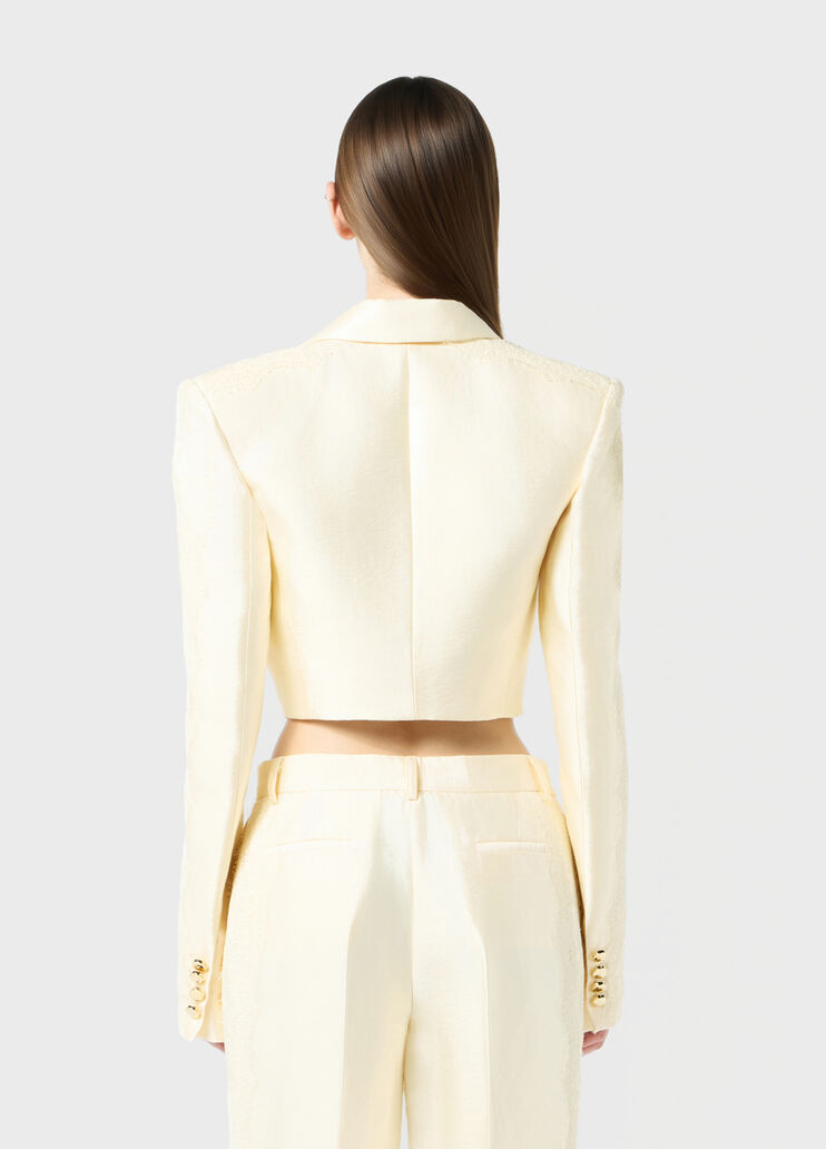 Double-breasted cropped jacket with lace  Blumarine - large image number 1