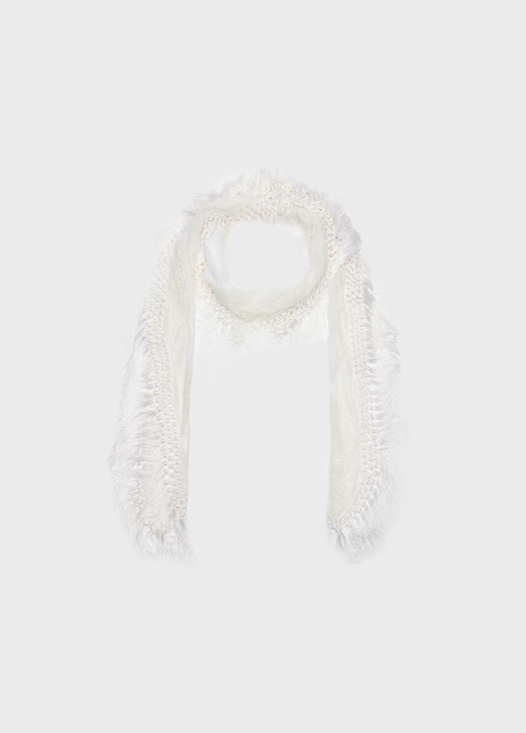 Tulle and lace scarf with fringe  Blumarine - large image number 1