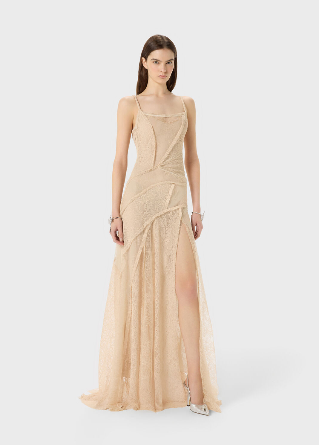 Long dress in mixed lace with patch effect  Blumarine - large image number 3