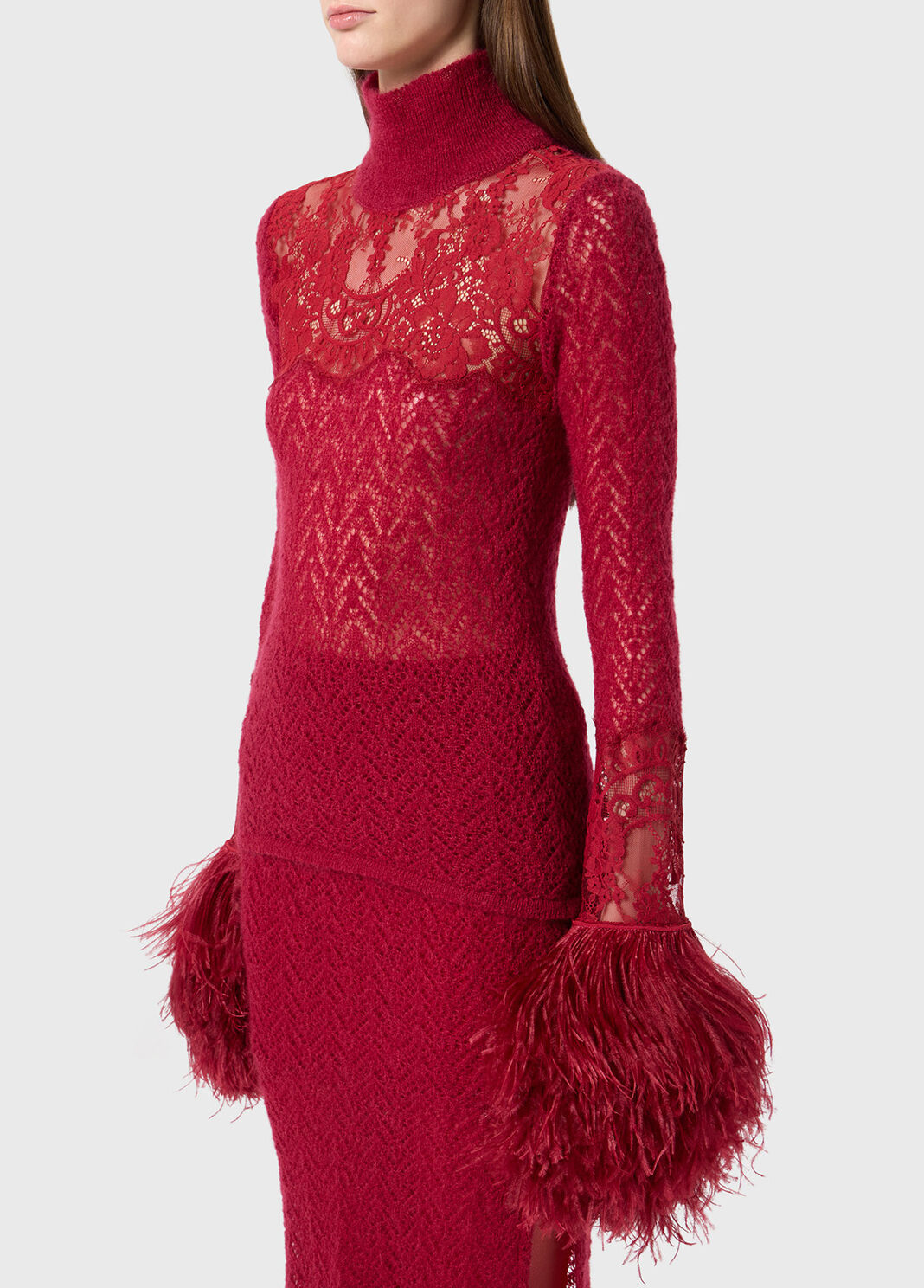 Lace and marabou feather overlay sweater  Blumarine - large image number 2