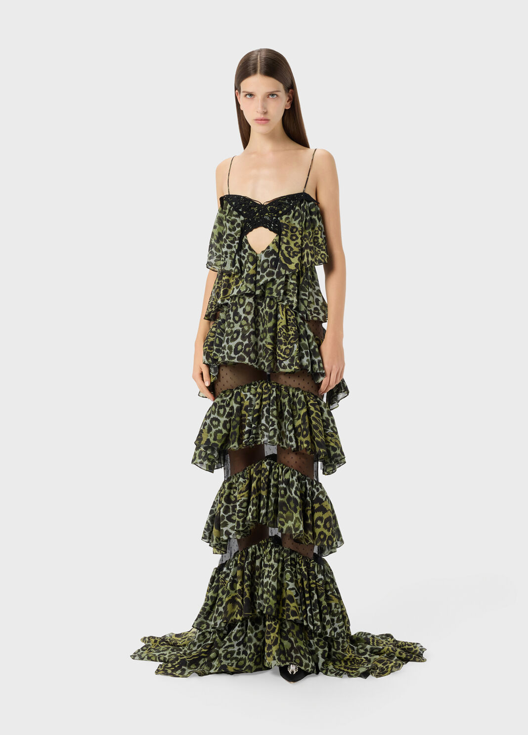 Long tiered dress in georgette and tulle  Blumarine - large image number 3