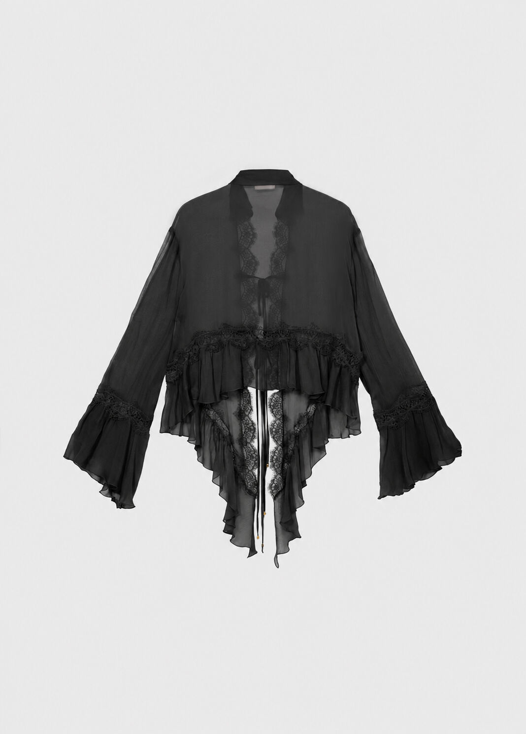 Crepe de chine and lace asymmetrical shirt  Blumarine - large image number 5