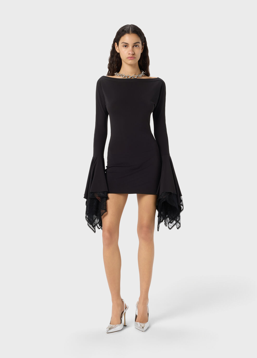 Short jersey dress with lace ruffles  Blumarine - large image number 3