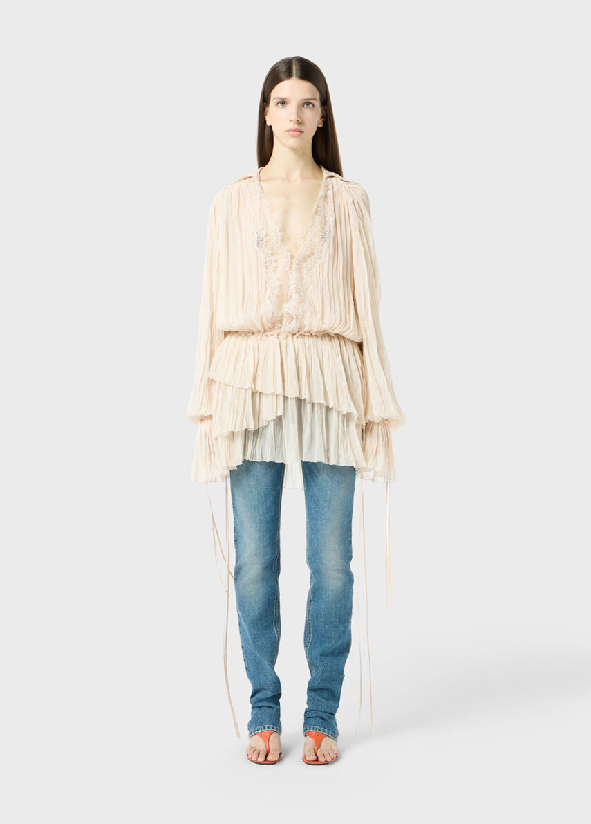 Blumarine ドレス Flounced pleated georgette dress - Blumarine