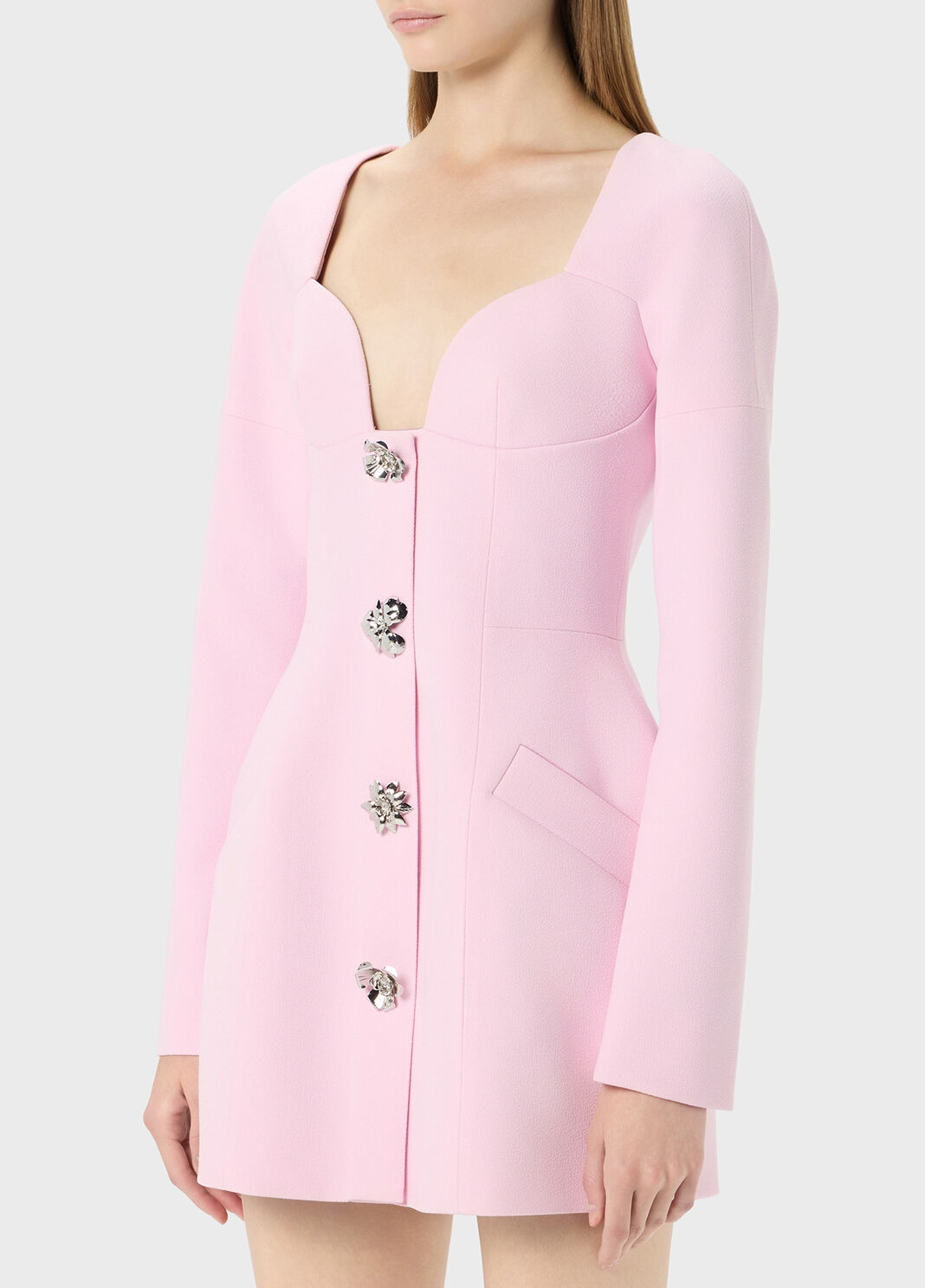 Robe courte en cr&ecirc;pe avec boutons bijoux  Blumarine - large image number 2