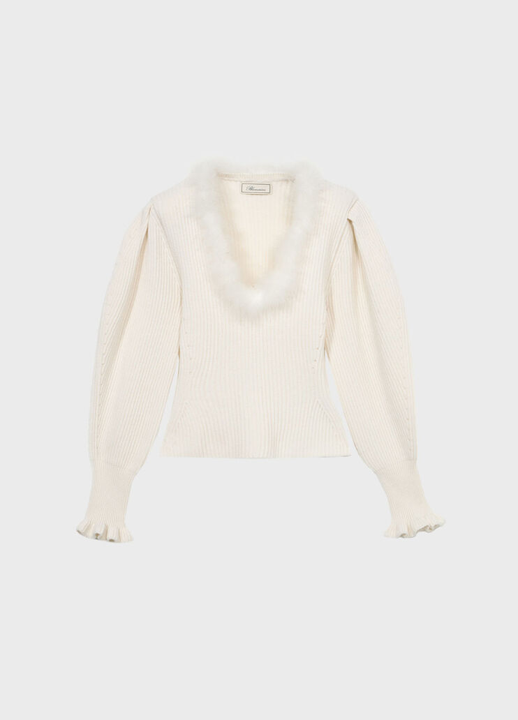 Wool jumper with fur-trimmed neckline  Blumarine - medium