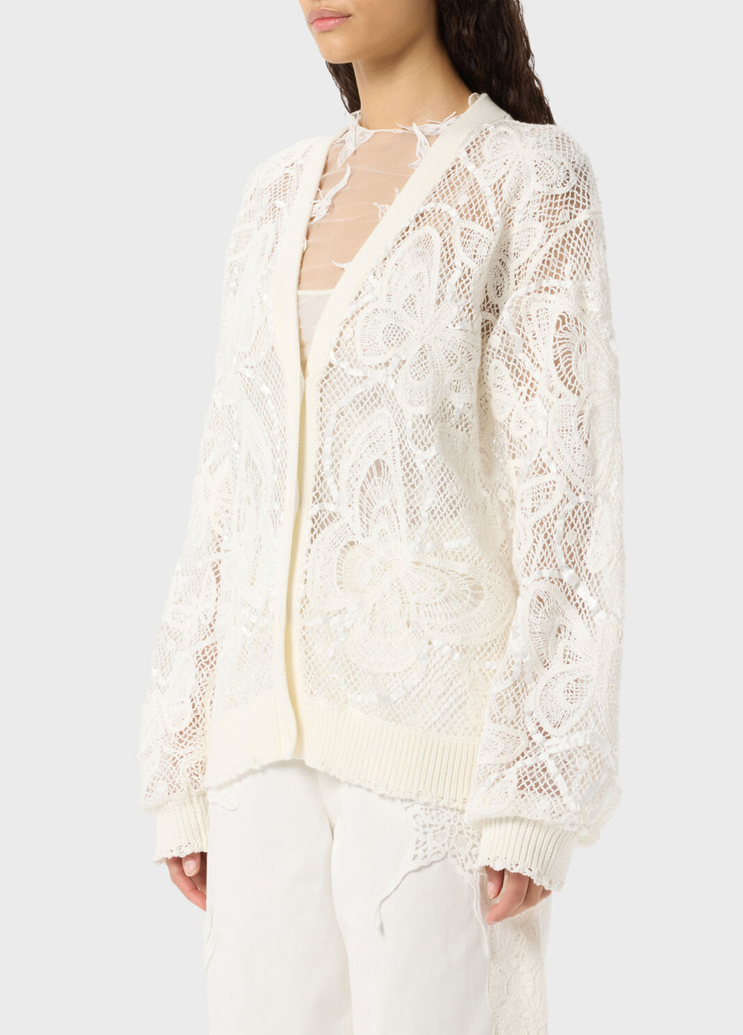 Cardigan en dentelle avec papillons et passementerie en satin  Blumarine - large image number 2