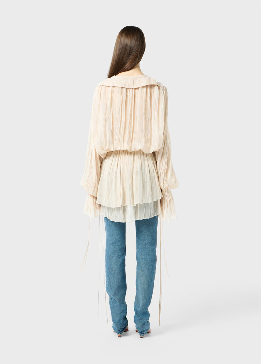 Flounced pleated georgette dress - Blumarine