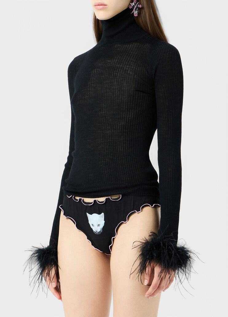 Ribbed wool sweater with feathers  Blumarine - large image number 2