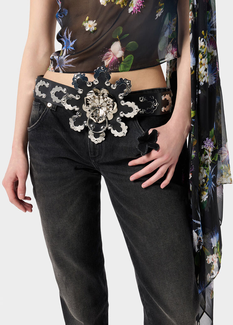Leather belt with metal flower  Blumarine - medium