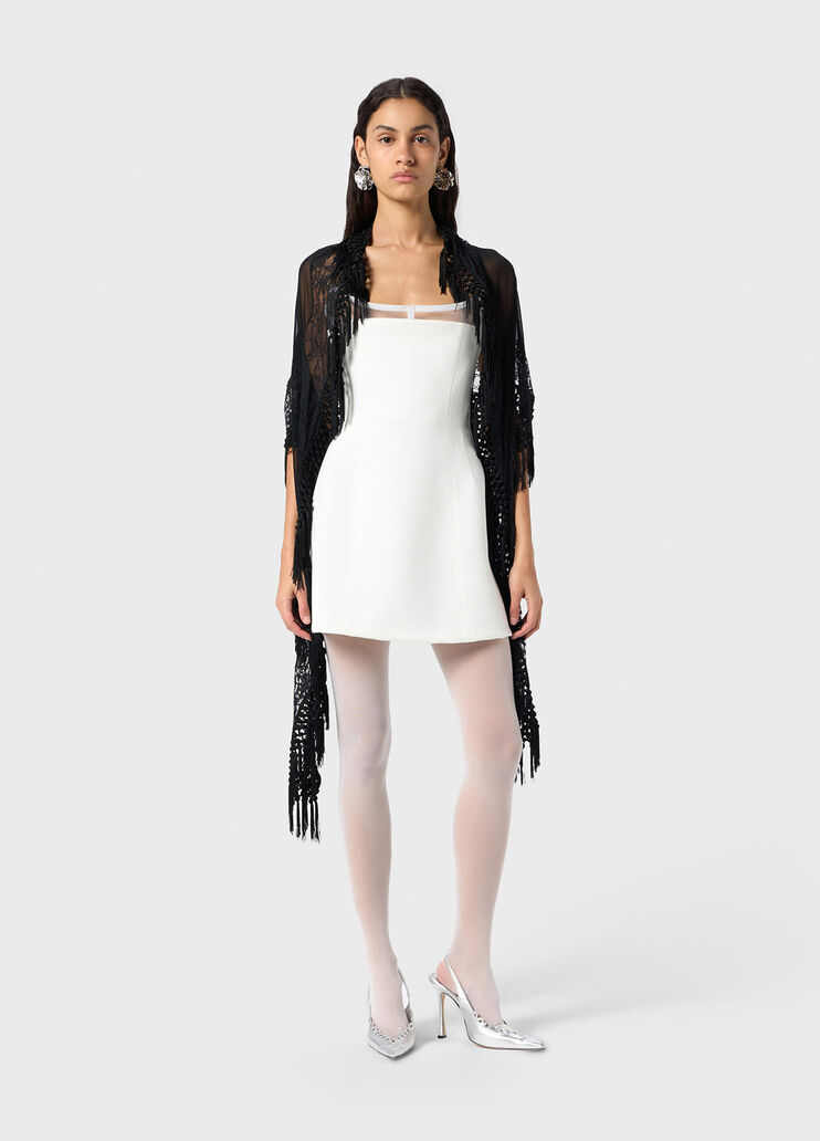 Tulle and lace scarf with fringe  Blumarine - medium