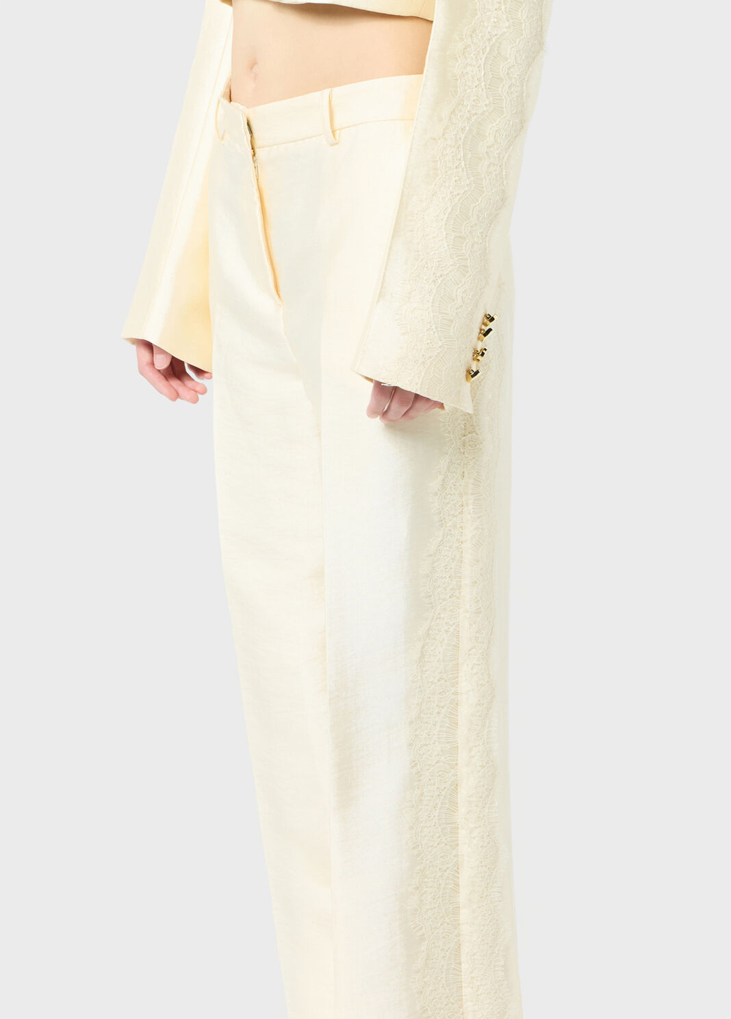 Glossy viscose trousers with lace  Blumarine - large image number 2