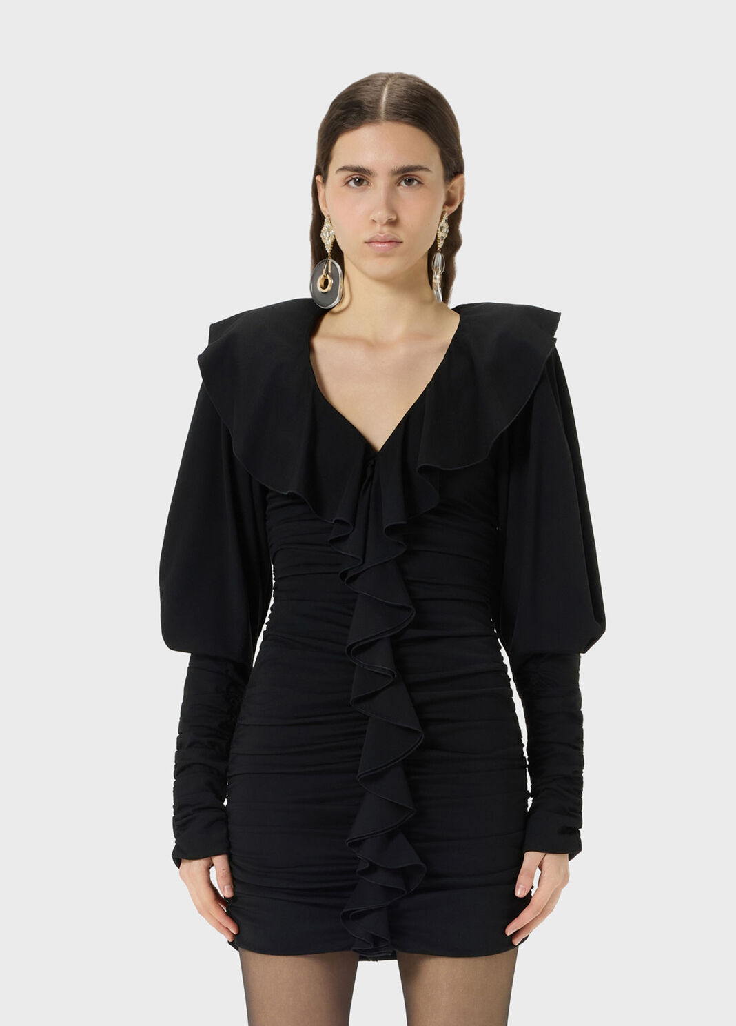 Jersey dress with gathering and flounce  Blumarine - large image number 0