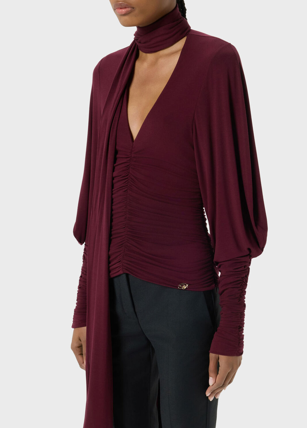 Jersey blouse with gathering and stole  Blumarine - large image number 2