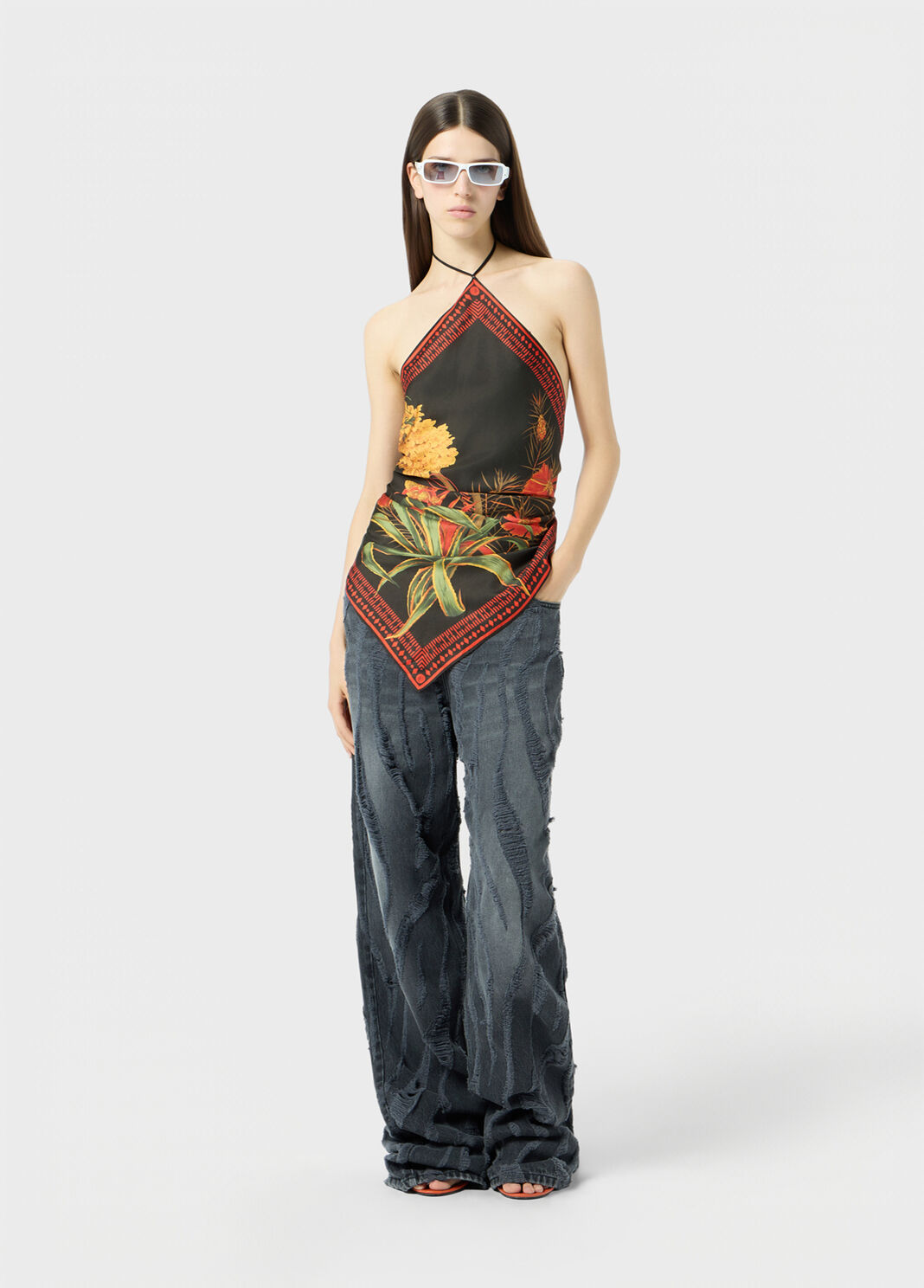 Printed twill scarf top  Blumarine - large image number 3