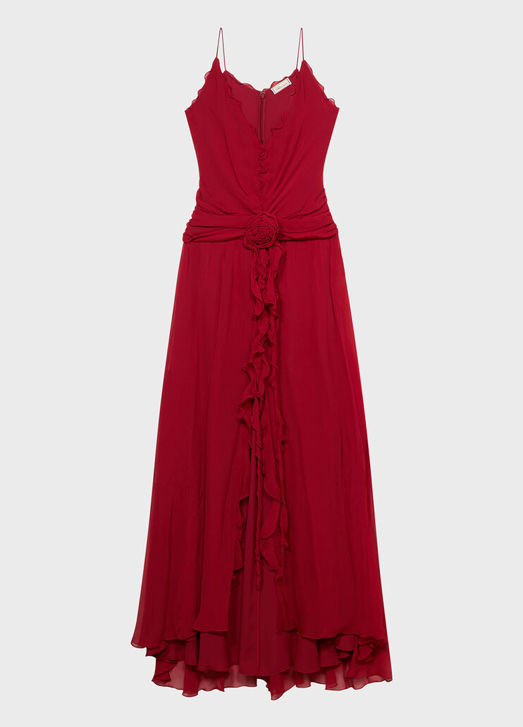 Long georgette dress with 3D rose and flounced detailing  Blumarine - medium