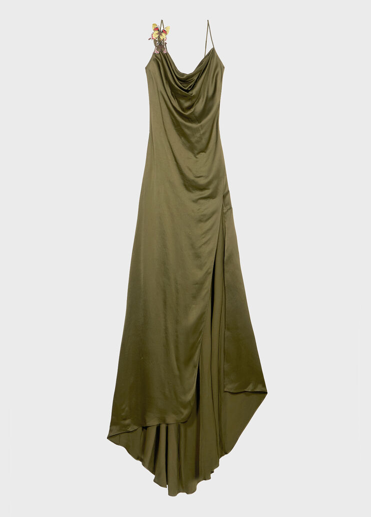 Long satin dress with butterfly and slit  Blumarine - medium