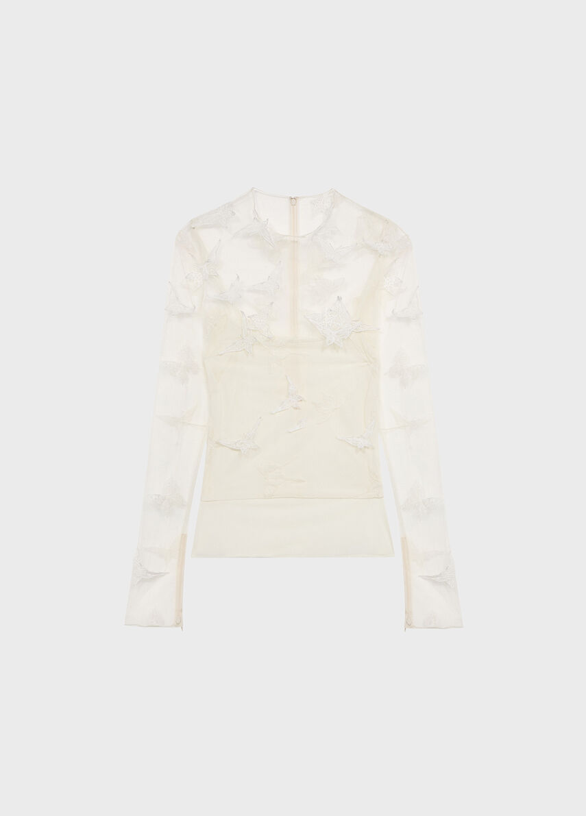 Tulle Sweater with Embroidery - Blumarine