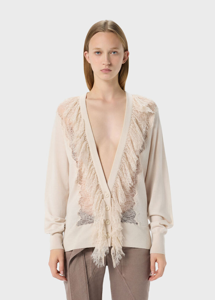 Wool cardigan with lace flounced detailing  Blumarine - medium