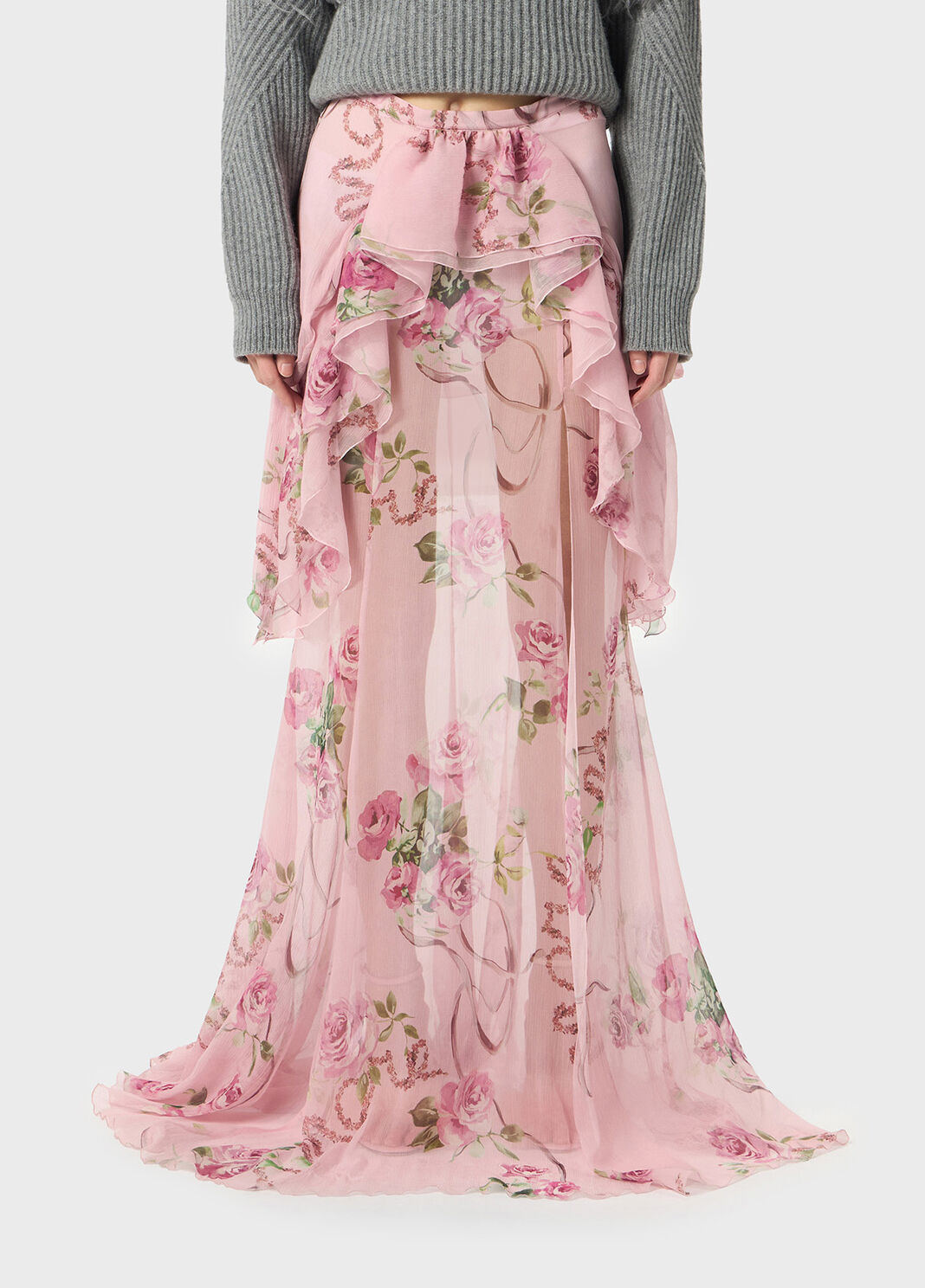 Printed silk creponne skirt with ruffles  Blumarine - large image number 0