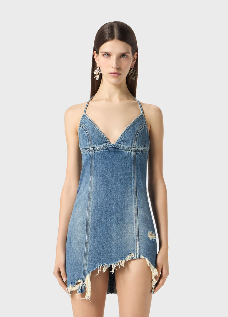 Distressed denim dress with fringes  Blumarine - medium
