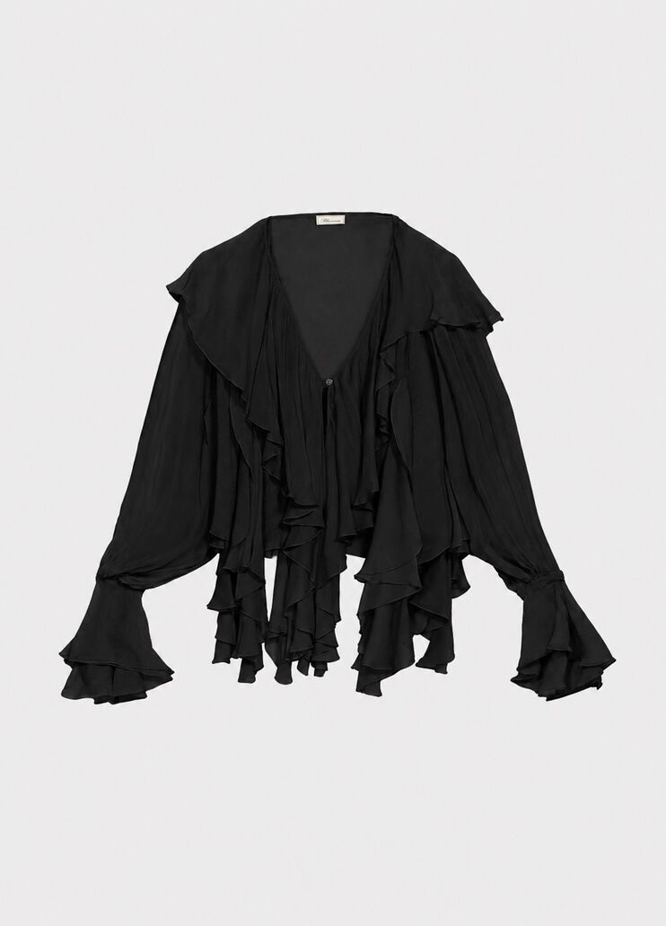 Crepe de chine blouse with wide collar and flounce  Blumarine - medium