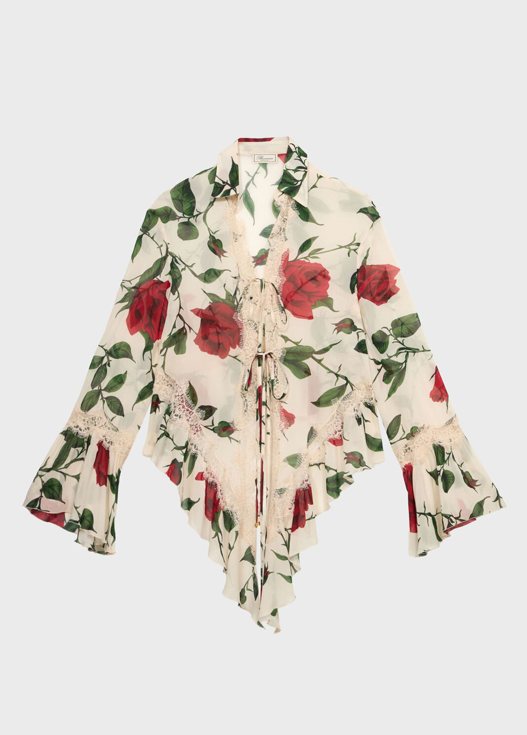 Georgette and lace asymmetrical shirt  Blumarine - large image number 4