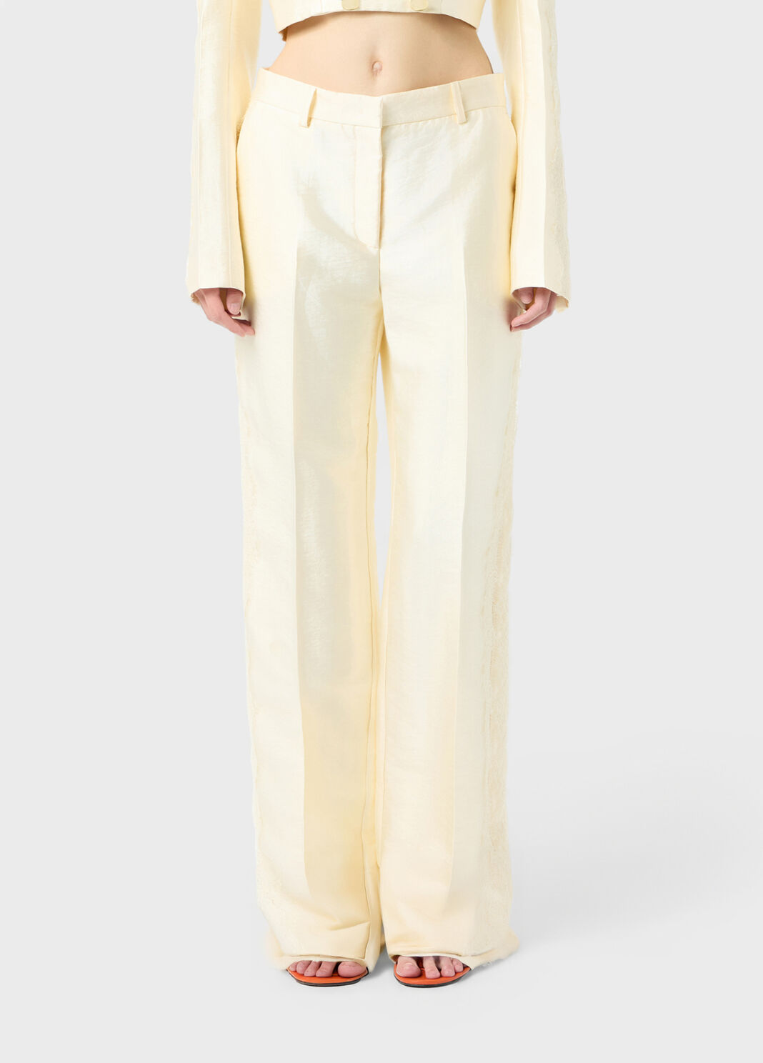 Hose aus gl&auml;nzender Viskose mit Spitze  Blumarine - large image number 0