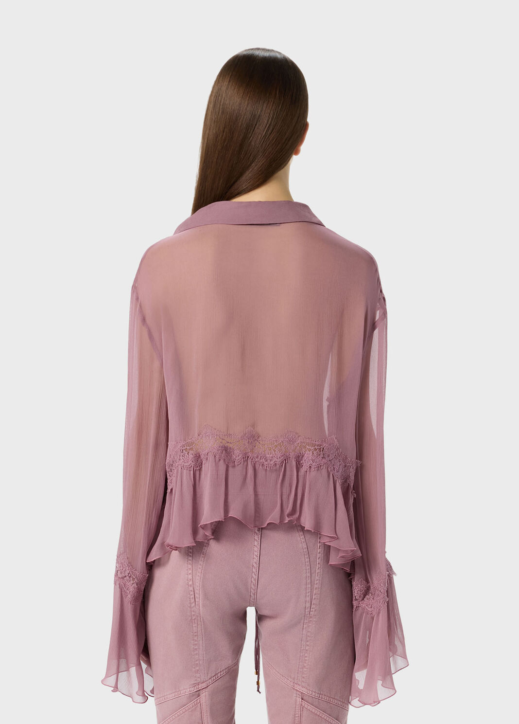 Crepe de chine and lace asymmetrical shirt  Blumarine - large image number 1