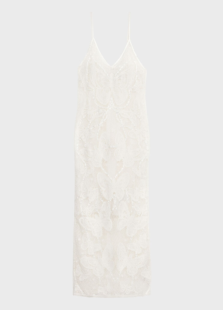 Long mesh dress with handmade embroidery and slit  Blumarine - medium