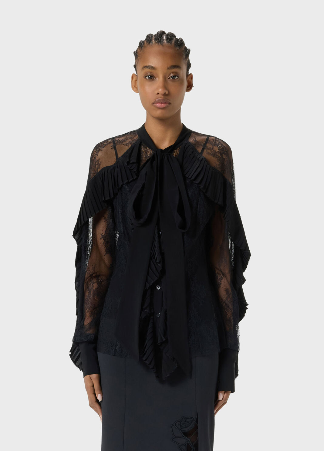 Lace shirt with pleated flounce  Blumarine - large image number 0
