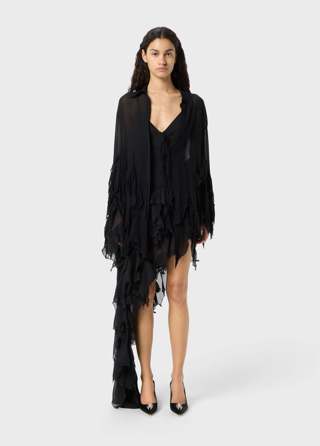 Asymmetric georgette blouse with ruffles  Blumarine - large image number 0