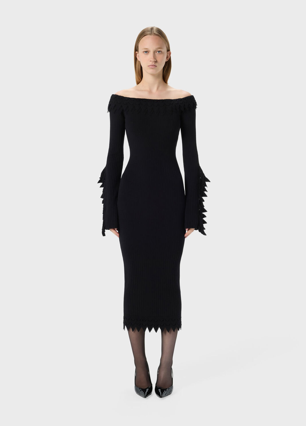 Knit off-the-shoulder dress with ruches  Blumarine - large image number 0