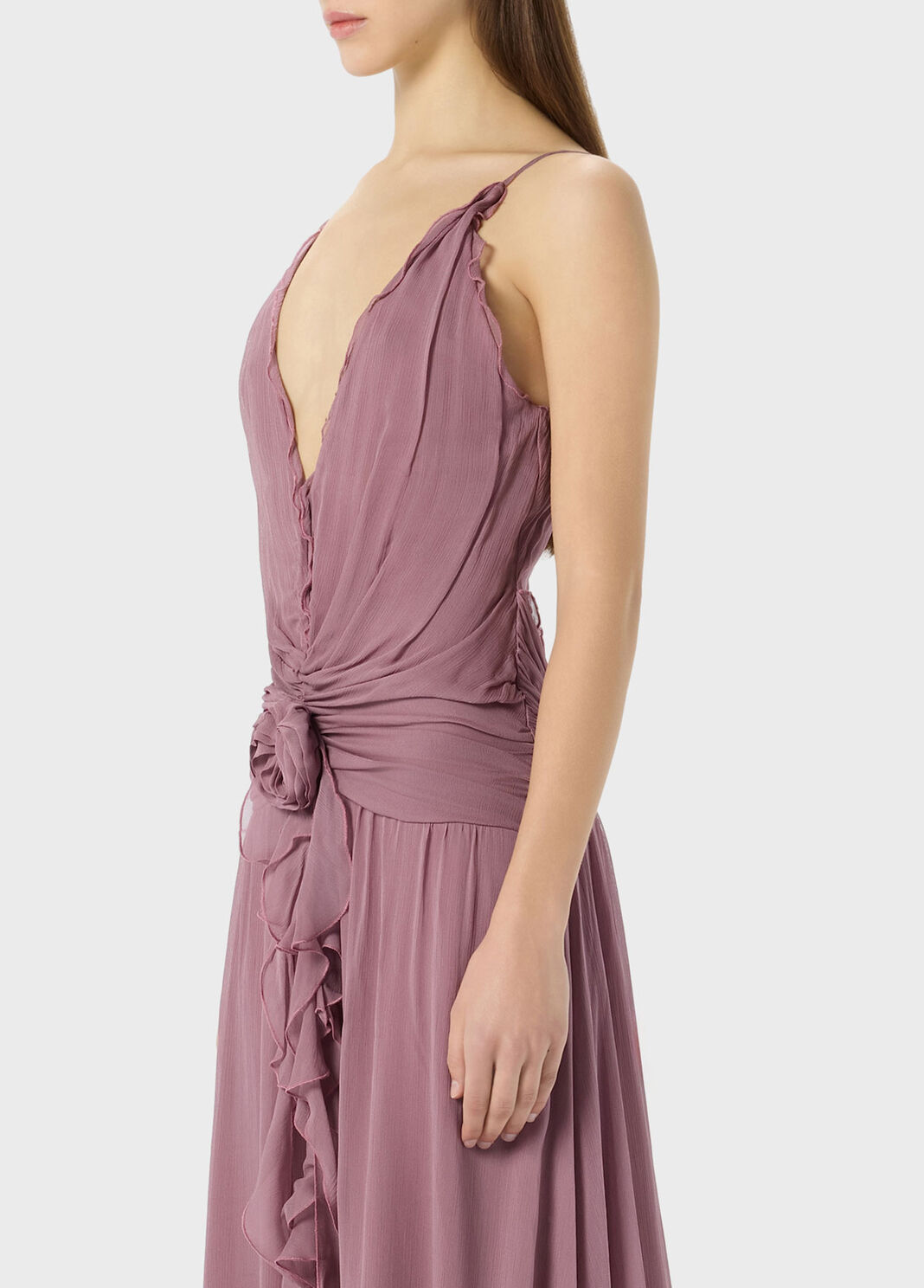 Langes Kleid aus Georgette mit 3D-Rose und Volant  Blumarine - large image number 2