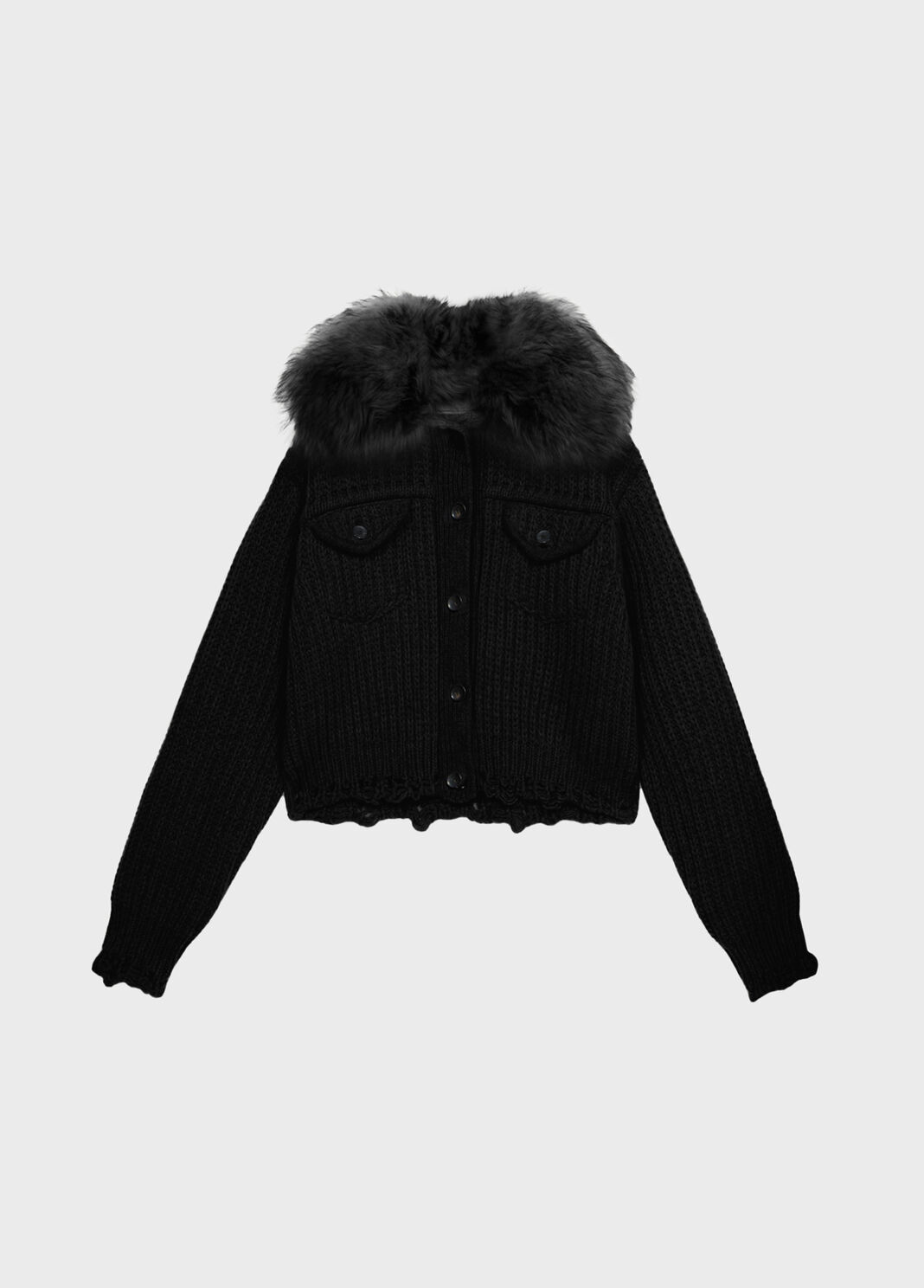 Wool cardigan with faux fur collar  Blumarine - large image number 4