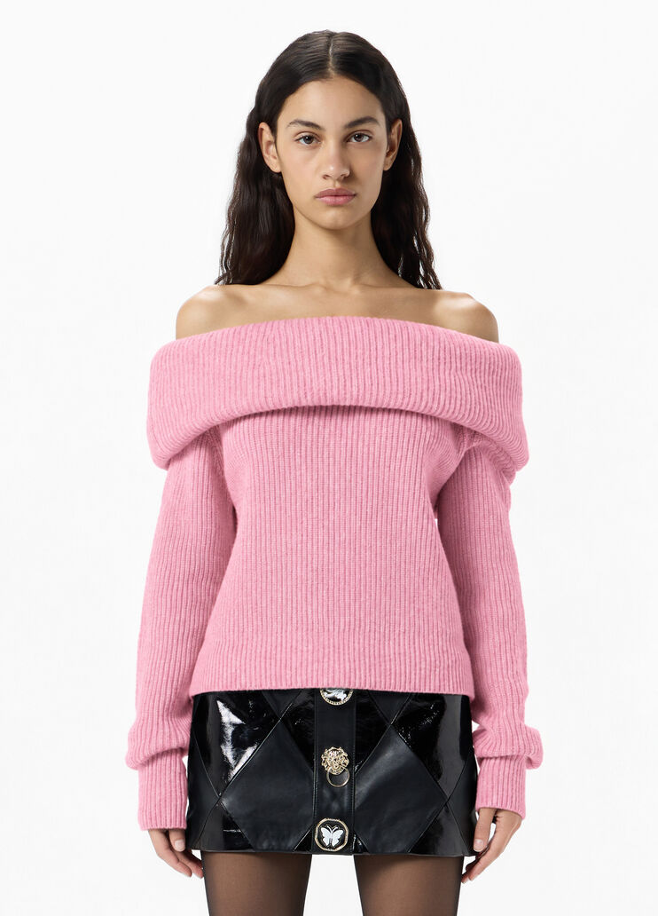 Pull &eacute;paules d&eacute;nud&eacute;es en laine c&ocirc;tel&eacute;e  Blumarine - medium