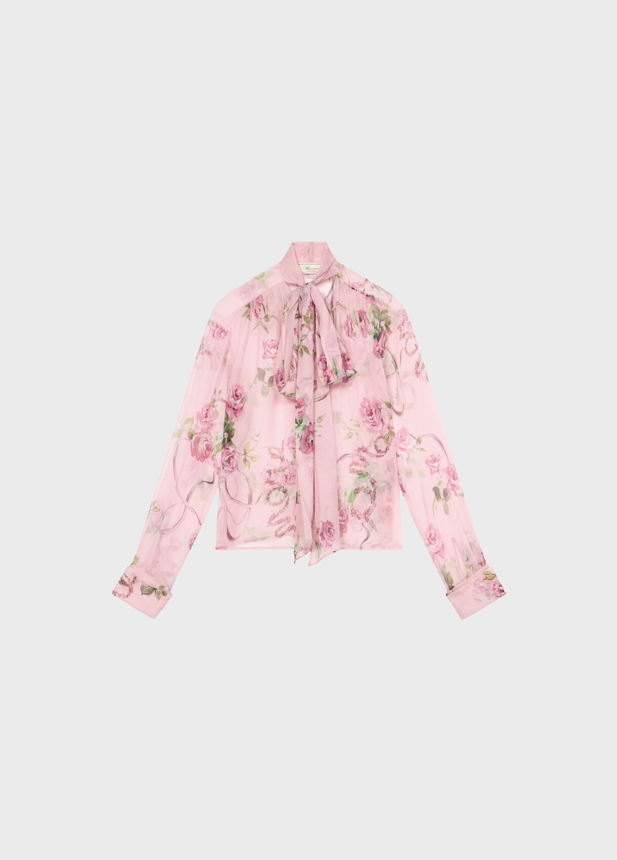 BLUMARINE花柄トップス Rose print silk creponne blouse - Blumarine