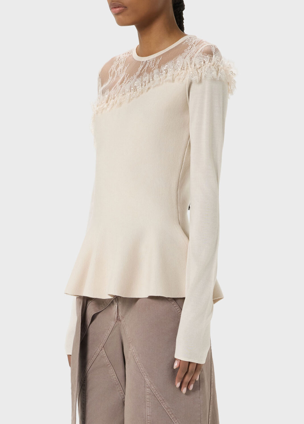 Wollpullover mit T&uuml;ll-Passe  Blumarine - large image number 2
