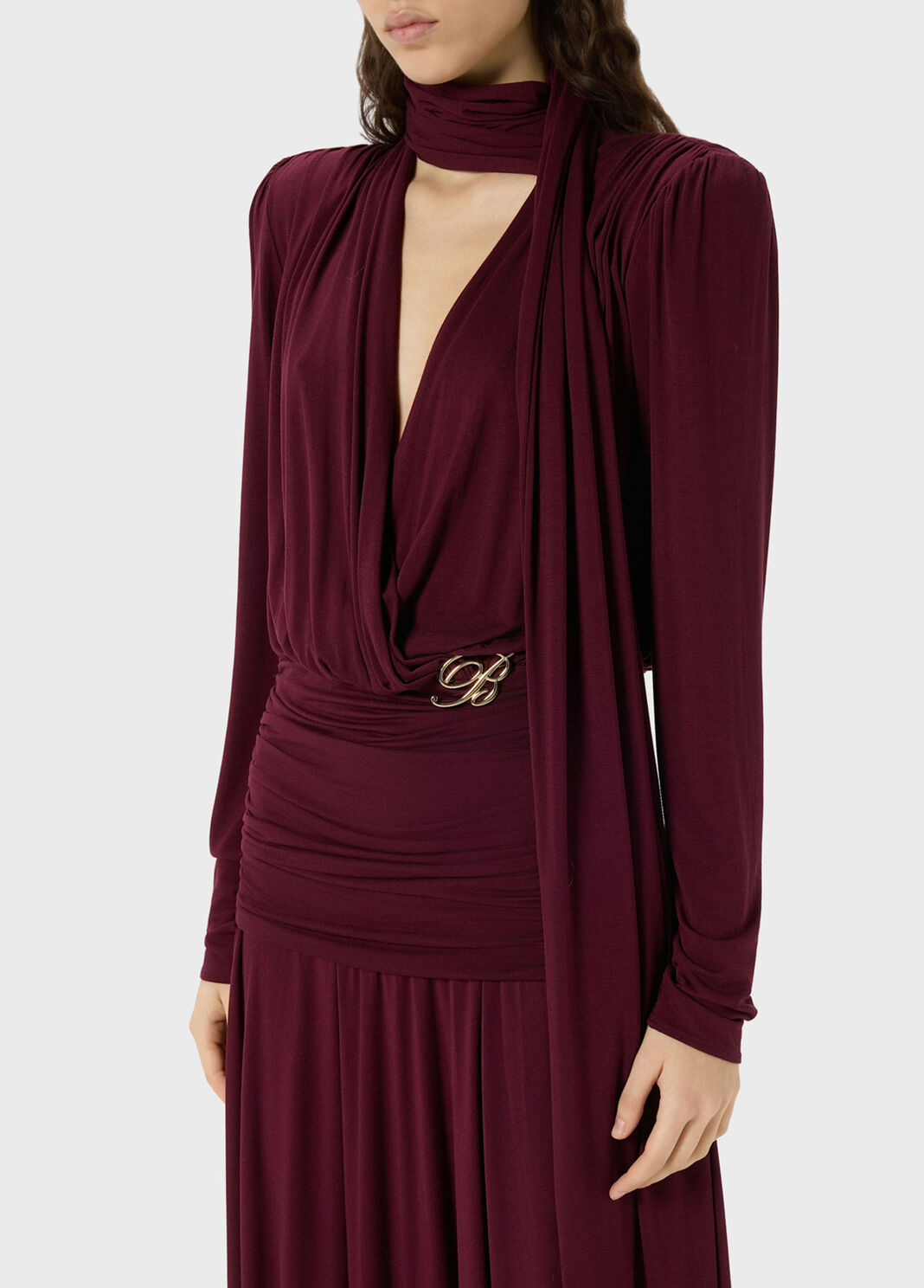 Jersey midi dress with stole and draping  Blumarine - large image number 2