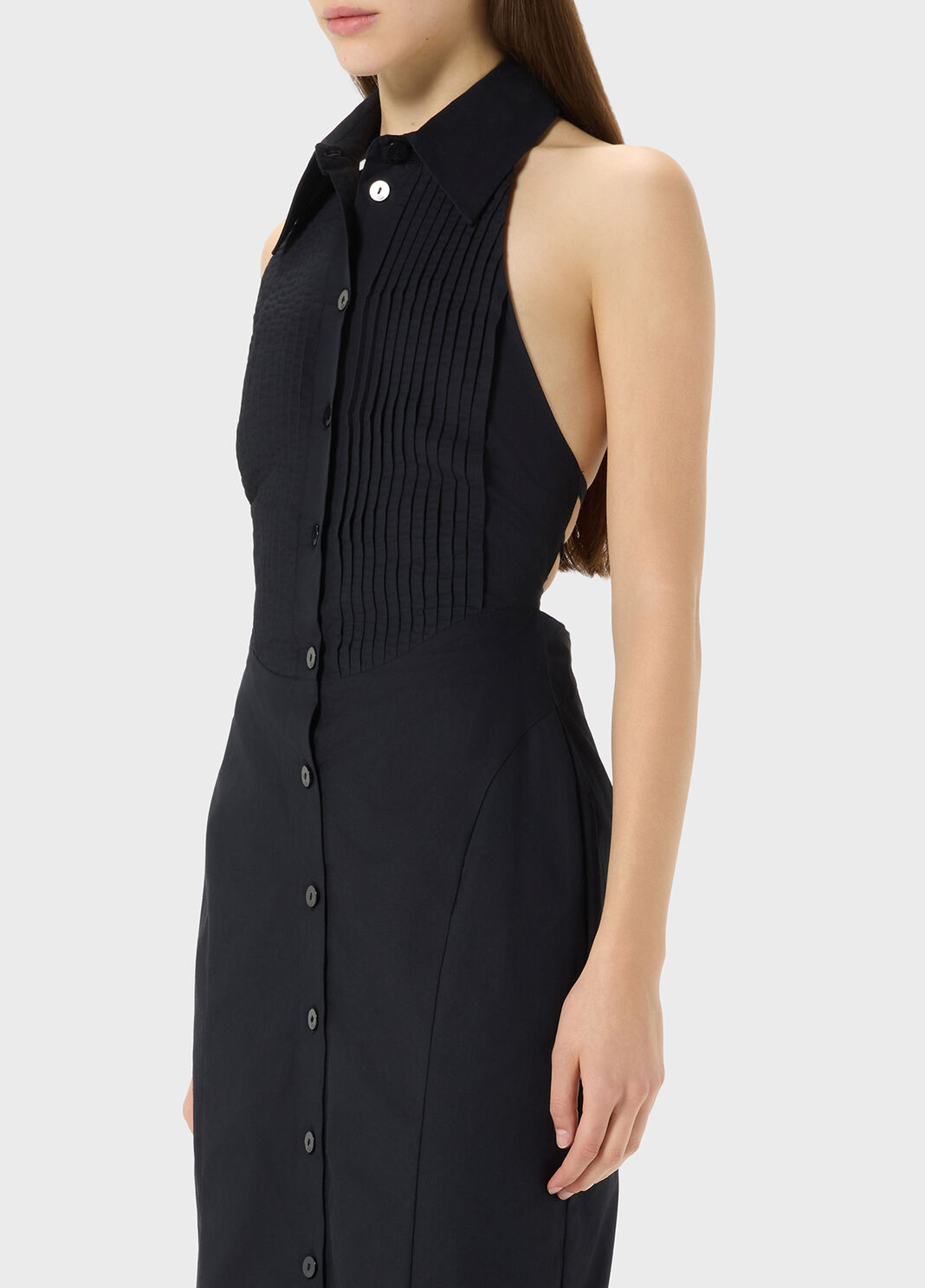 Poplin midi dress with pleating and buttons  Blumarine - large image number 2