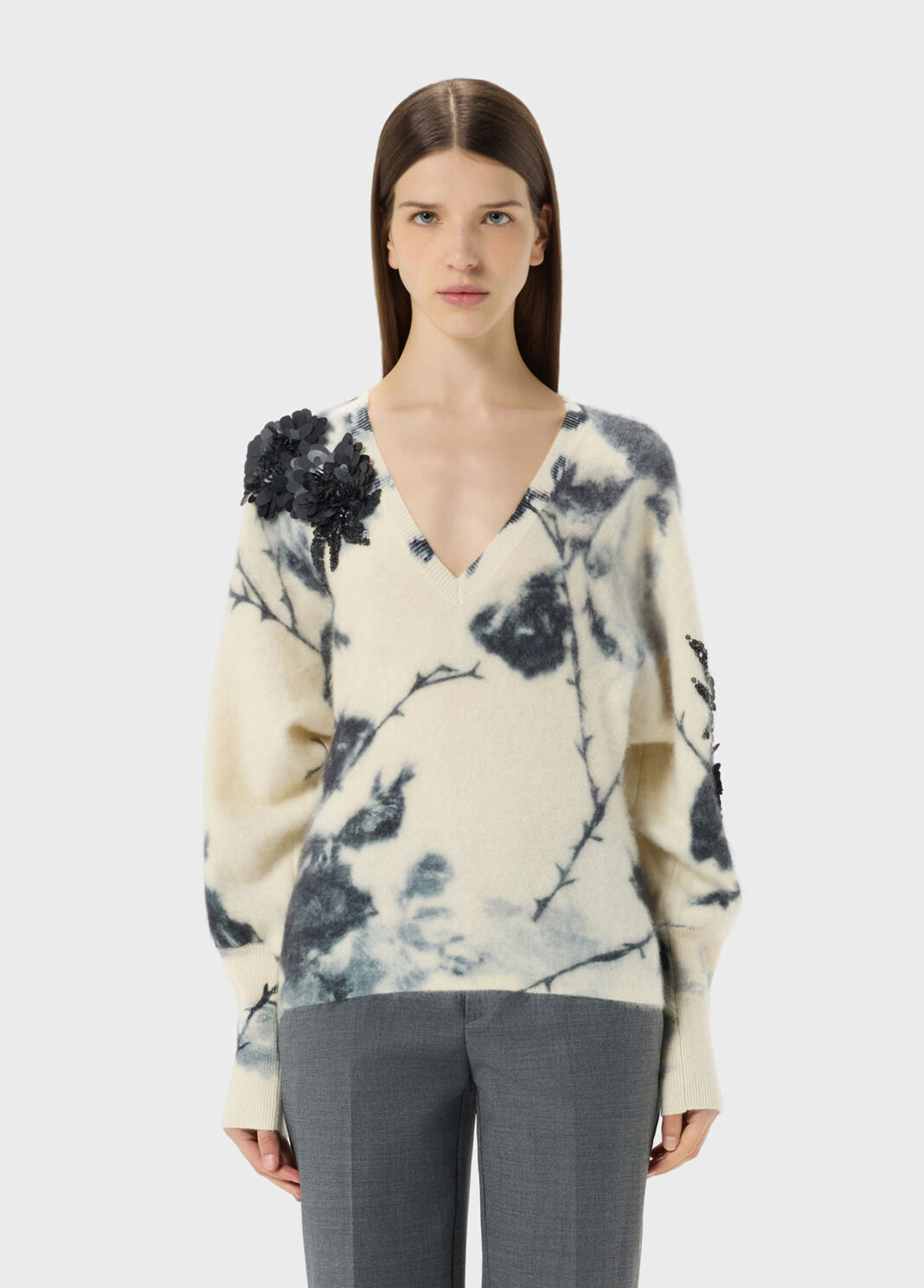 Cashmere and wool jumper with 3D flower print  Blumarine - large image number 0