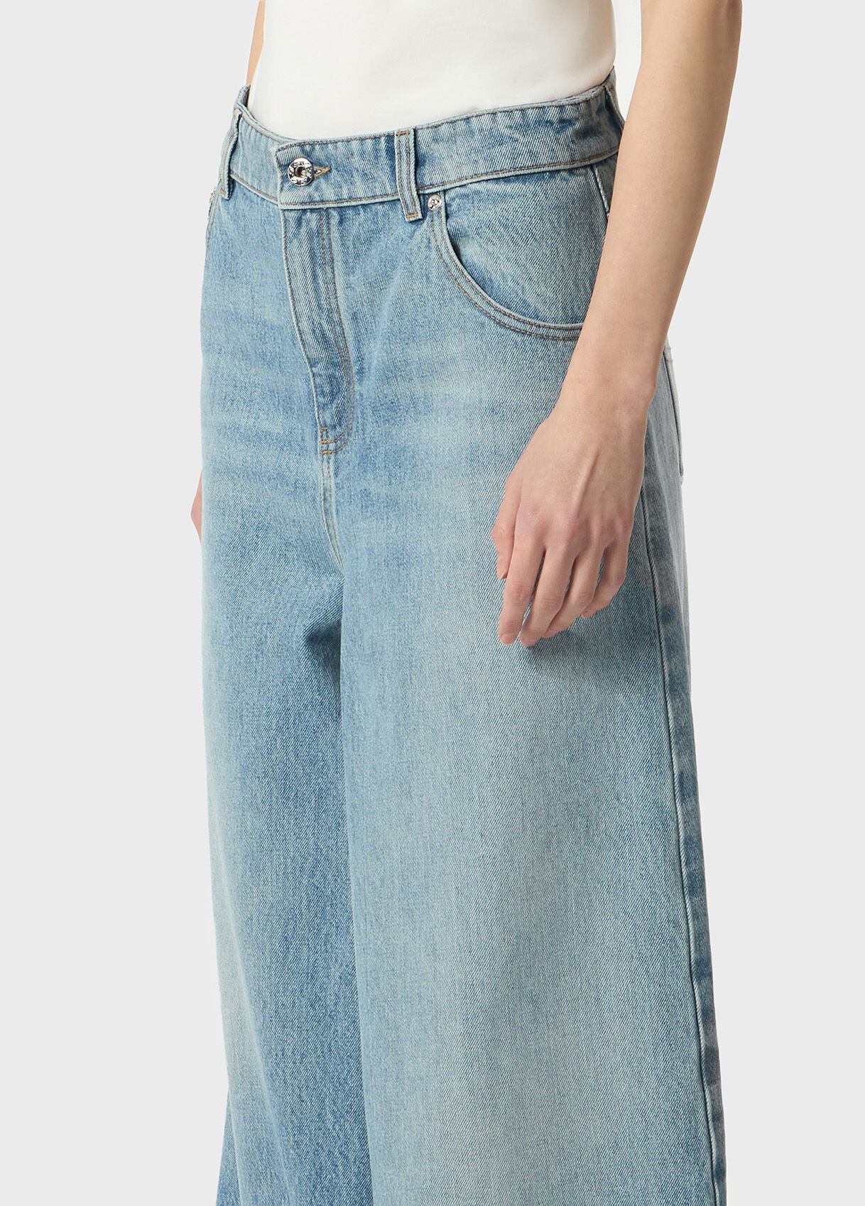 Stone-washed superwide-leg denim jeans - Blumarine