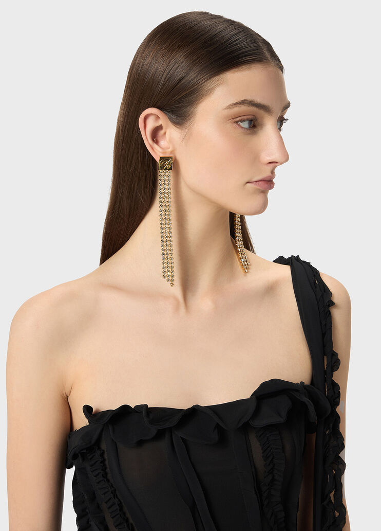 Chain drop earrings with rhinestones and b monogram  Blumarine - medium