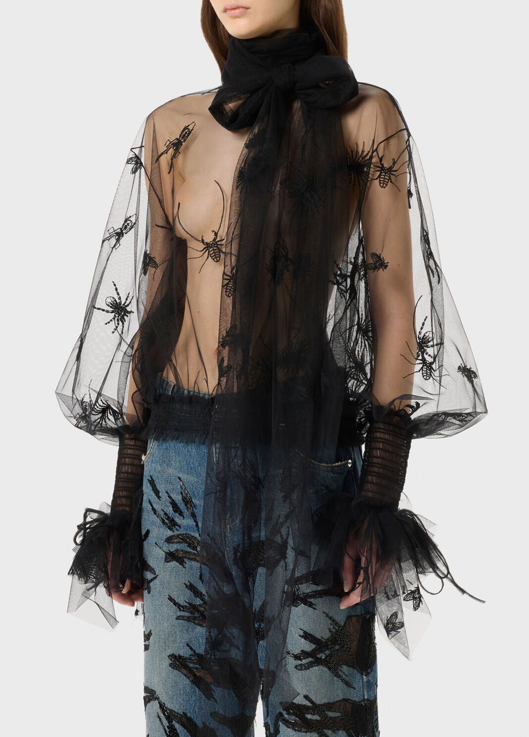 Embroidered Tulle Blouse with Stole  Blumarine - large image number 2