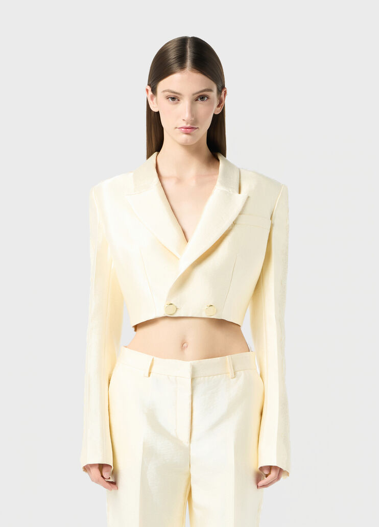 Double-breasted cropped jacket with lace  Blumarine - medium