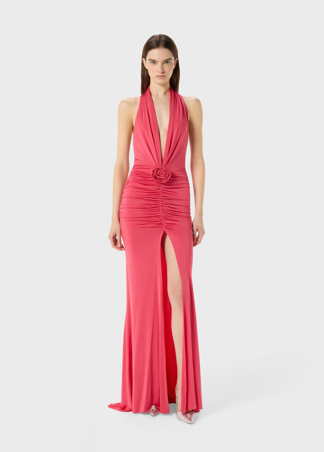 Long shiny jersey dress with rose  Blumarine - large image number 3