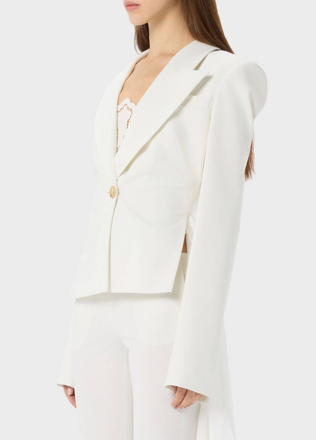 Jacket in compact fabric with tulle train  Blumarine - large image number 2