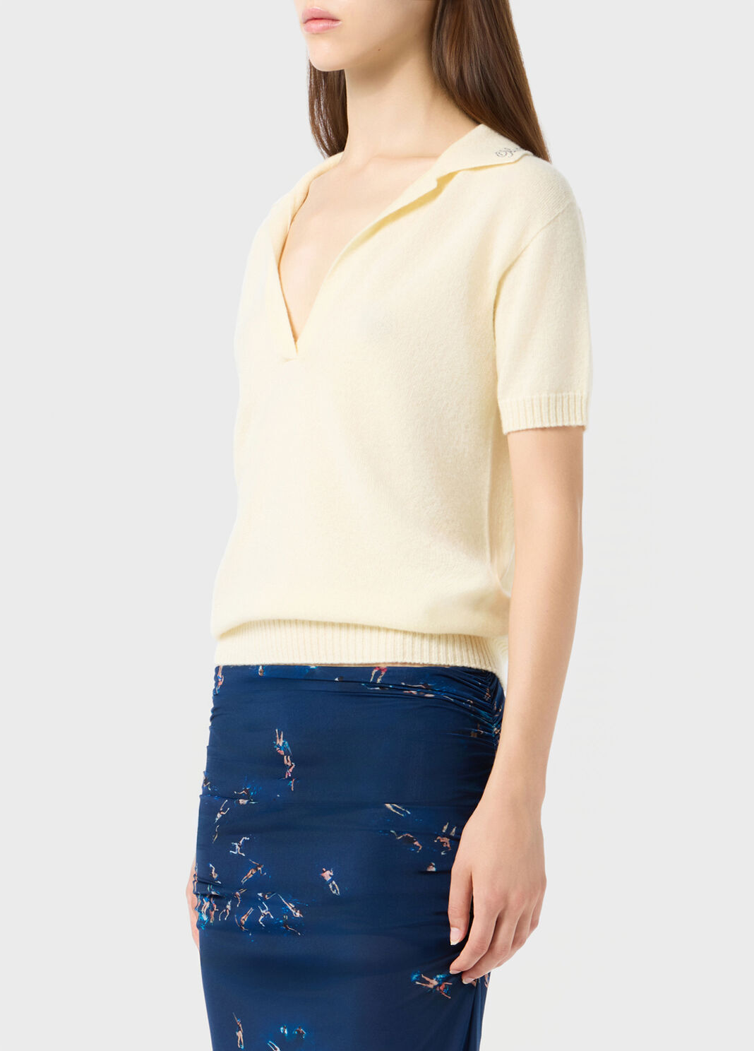 Cashmere polo-style jumper with rhinestone embroidery  Blumarine - large image number 2