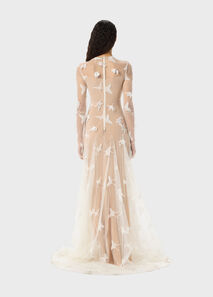 Long tulle dress with embroidery and appliqués - Blumarine