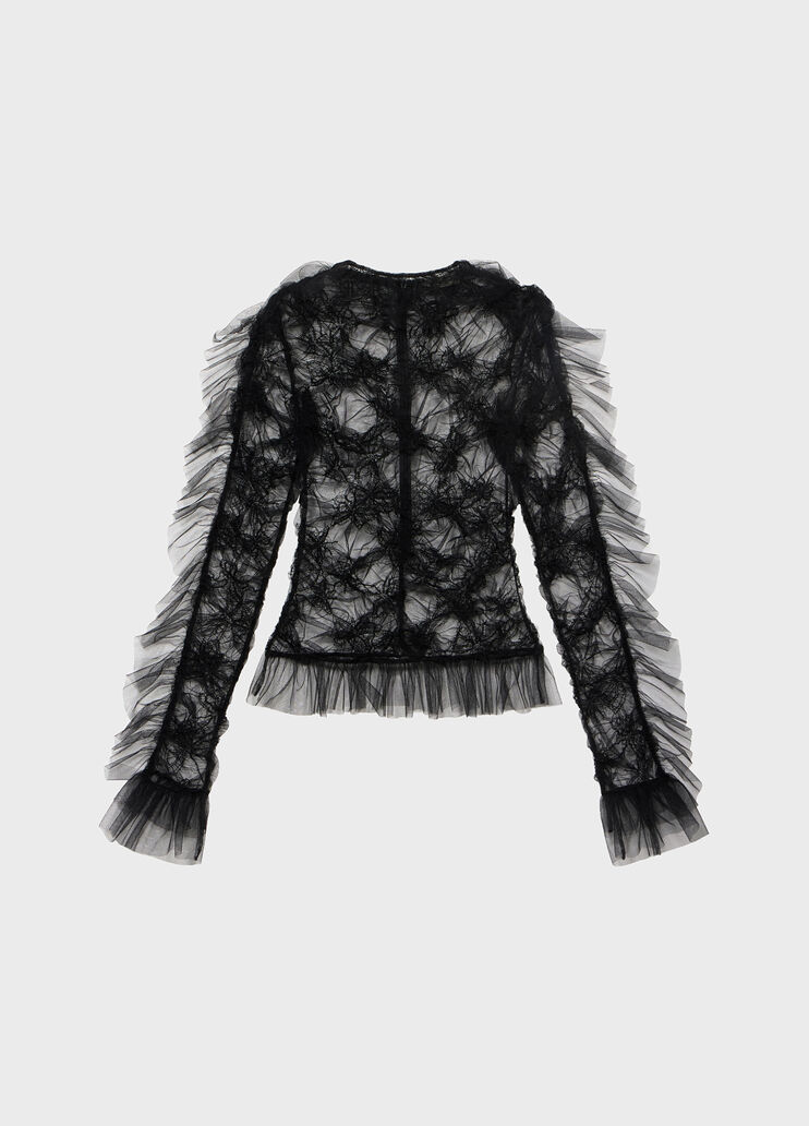 Geraffter T&uuml;llpullover mit Stickerei  Blumarine - medium